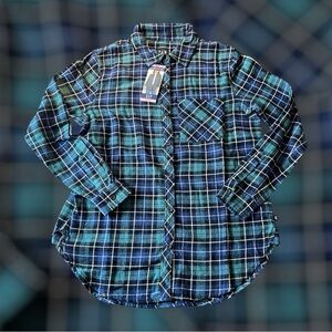 NWT Gap Women's Soft Cotton Relaxed Fit Button Up Flannel Shirt Size M